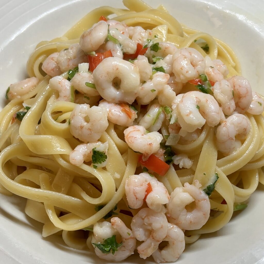 Shrimp Linguine with Garlic, Chili & Parmigiano