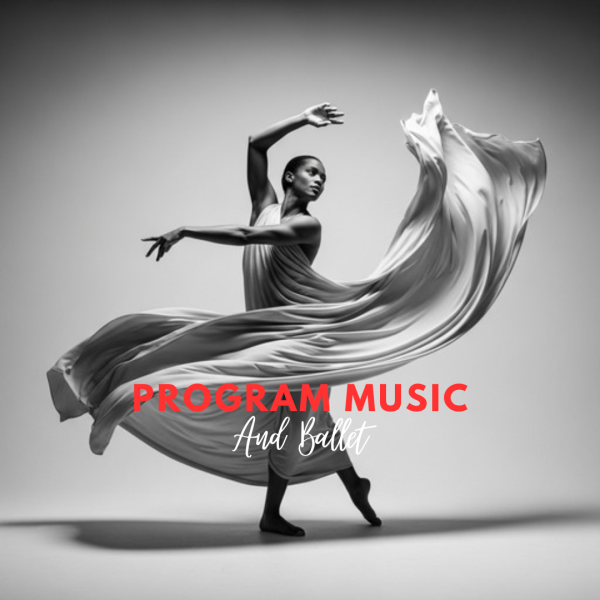 A ballerina dancing. Musical notes blended into the background program music and storytelling.