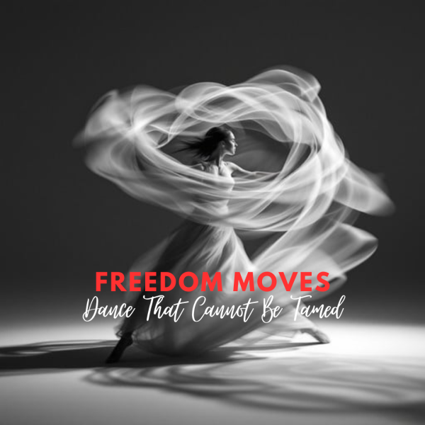 A dancer standing alone in an open space, captured mid‑movement, expressing freedom and fluidity through abstract motion.
